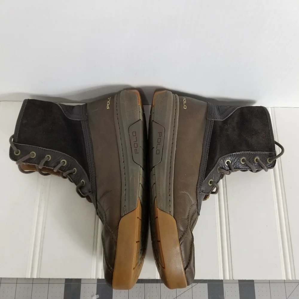 Polo Ralph Lauren Boots 11.5 Declan Leather Water Repellent Outdoor Dark Brown R